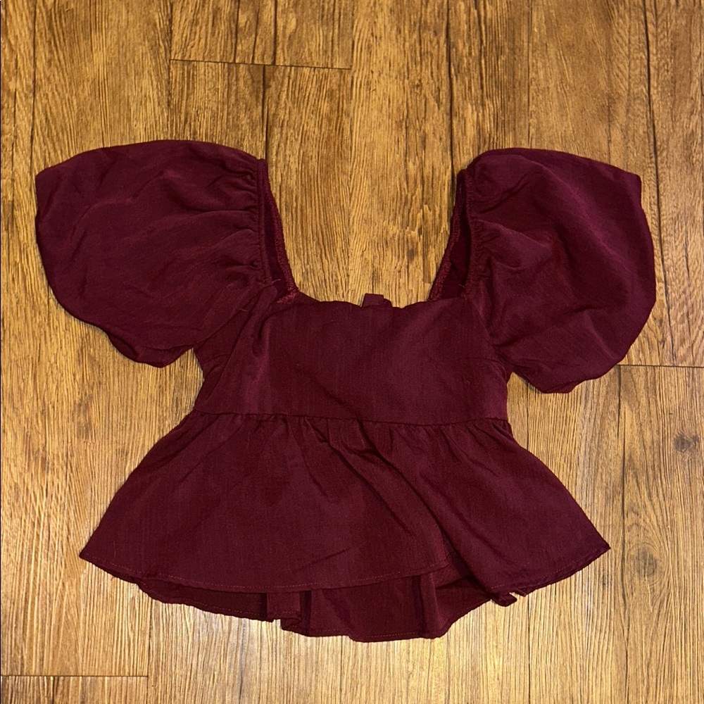 Elegant Burgundy Puff Sleeve Top